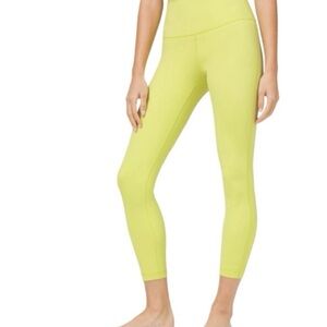 Lululemon Wunder Under Neon Yellow Luxtreme Tight 25" High Rise Size 2